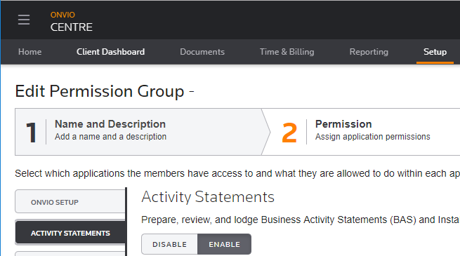 Edit permission group screenshot