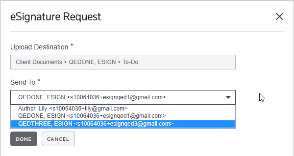 eSignature request screenshot